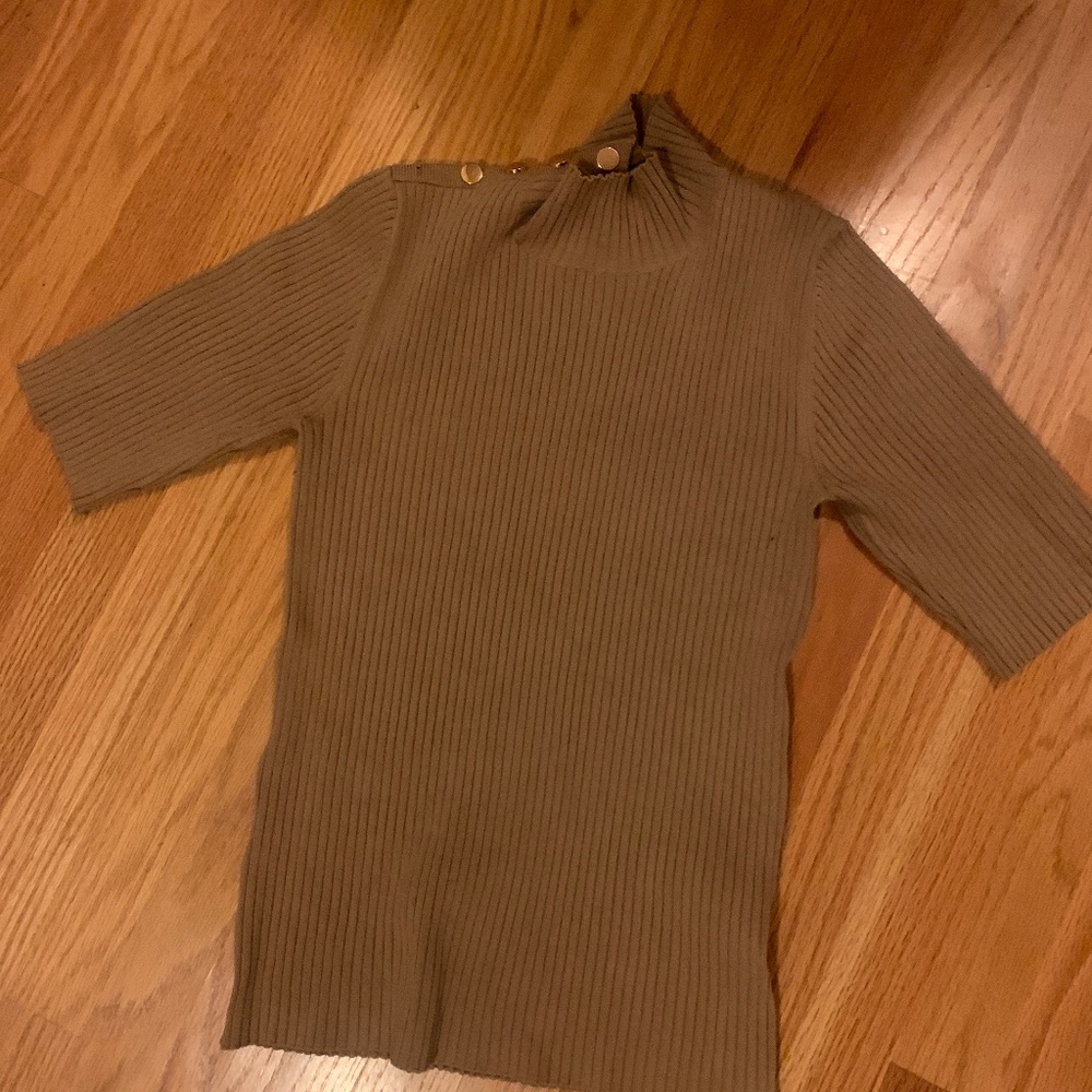 Camel Elie Tehari Shirt with Gold Accent